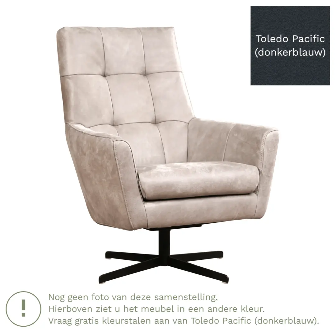 afbeelding van Leren draaifauteuil Central - Toledo Pacific (donkerblauw)