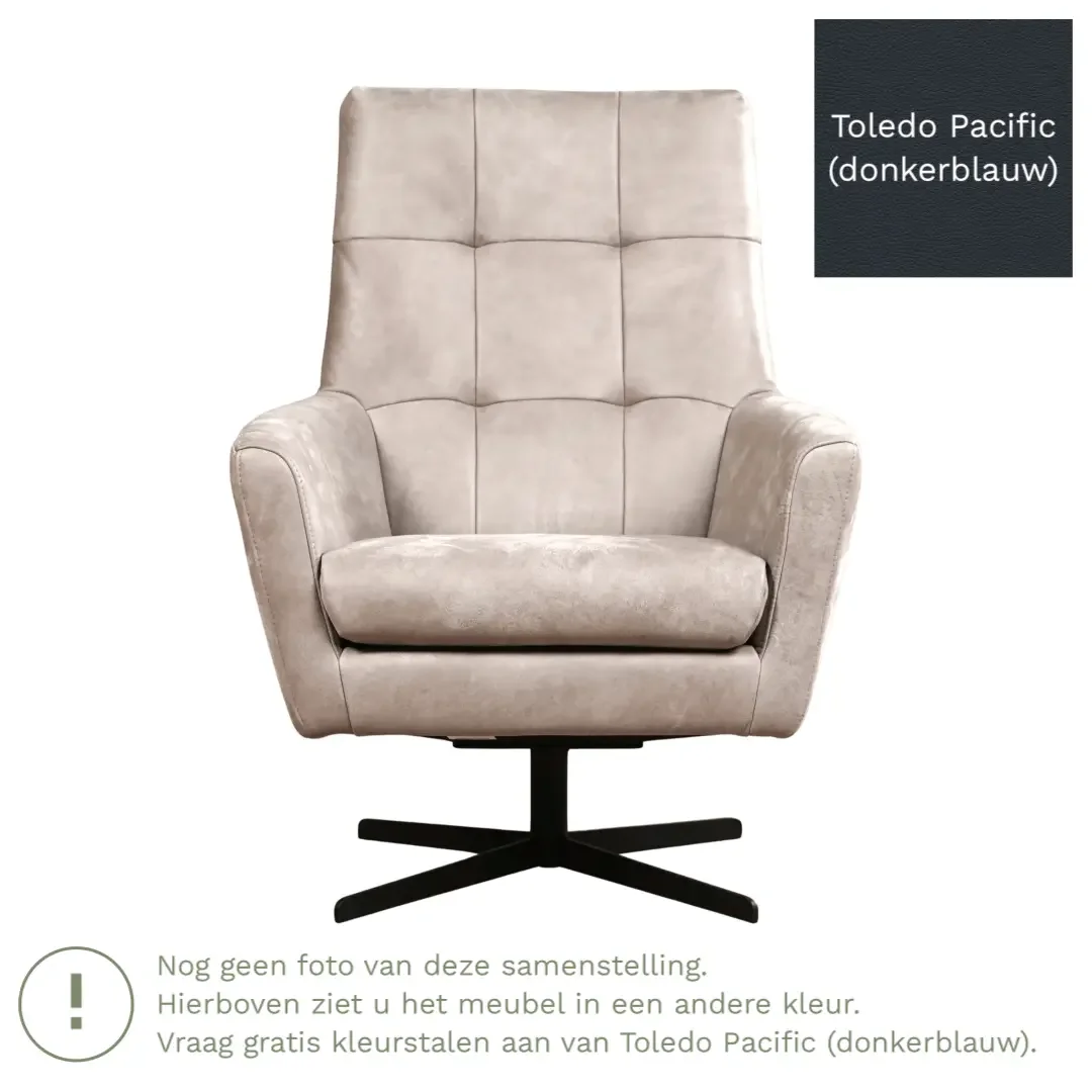 afbeelding van Leren draaifauteuil Central - Toledo Pacific (donkerblauw)