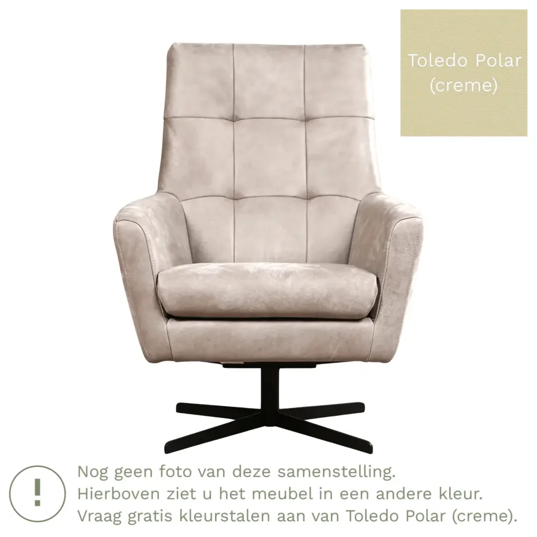 afbeelding van Leren draaifauteuil Central - Toledo Polar (crème)