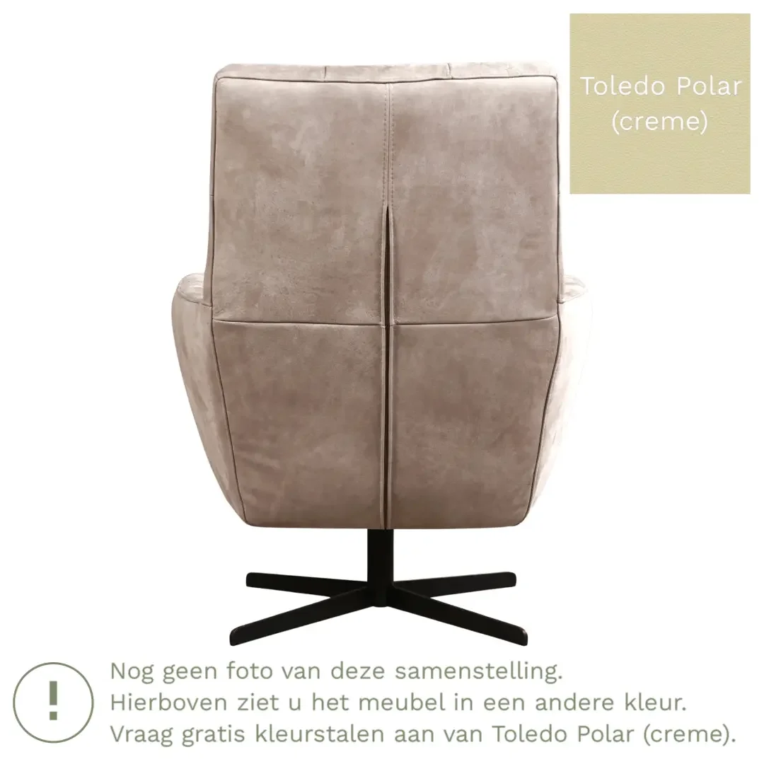 afbeelding van Leren draaifauteuil Central - Toledo Polar (crème)