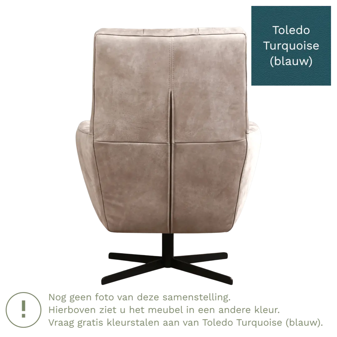 afbeelding van Leren draaifauteuil Central - Toledo Turquoise (blauw)