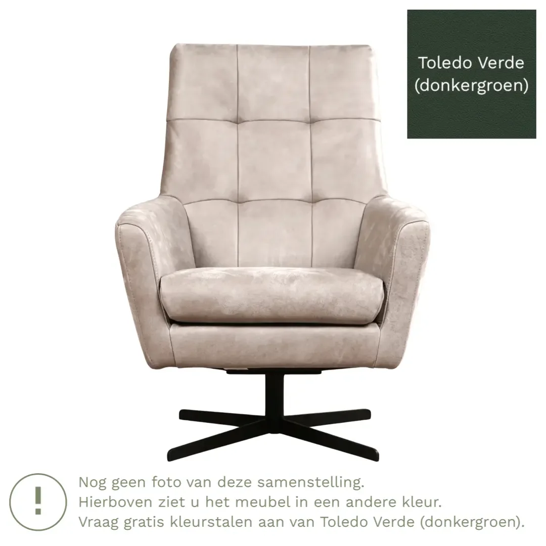 afbeelding van Leren draaifauteuil Central - Toledo Verde (donkergroen)