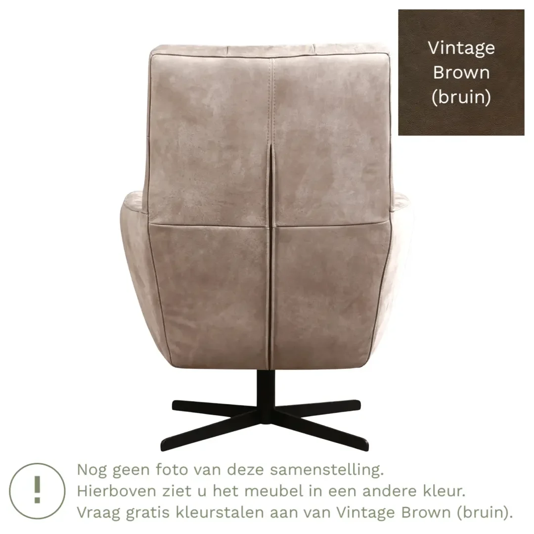afbeelding van Leren draaifauteuil Central - Vintage Brown (bruin)