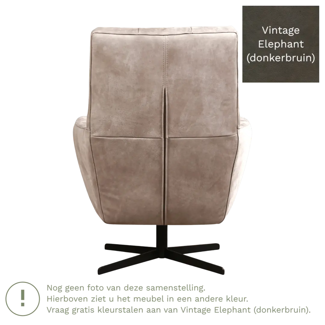 afbeelding van Leren draaifauteuil Central - Vintage Elephant (donkerbruin)