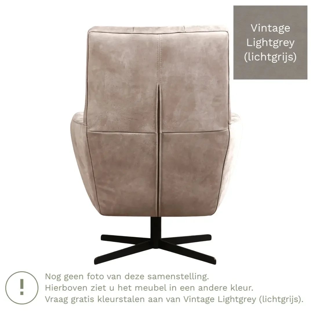 afbeelding van Leren draaifauteuil Central - Vintage Lightgrey (lichtgrijs)