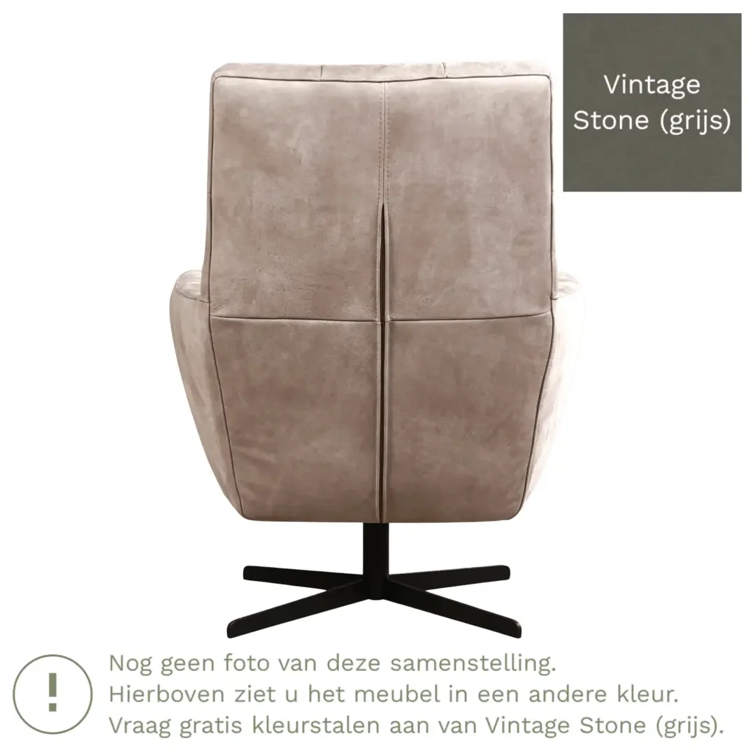 afbeelding van Leren draaifauteuil Central - Vintage Stone (grijs)