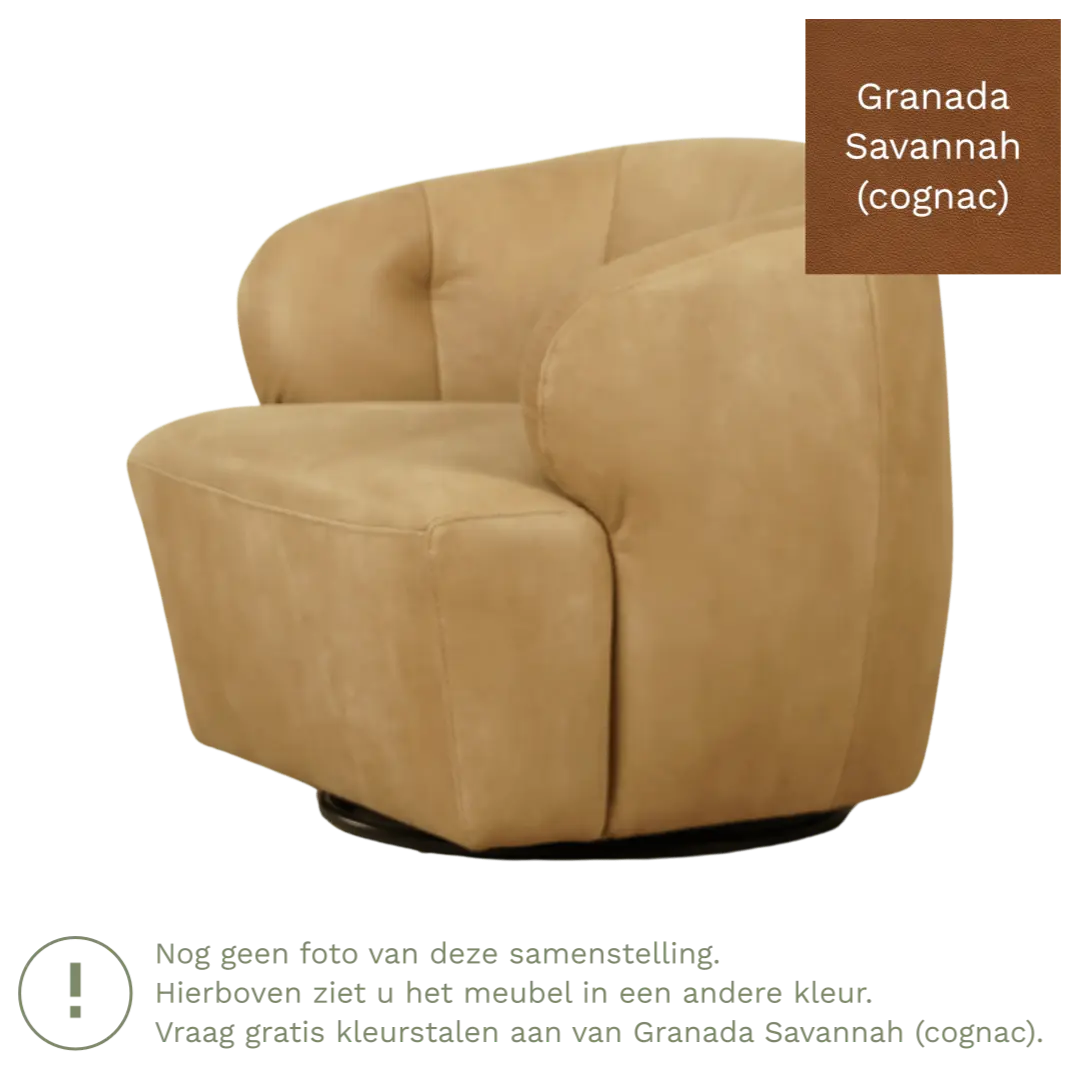 afbeelding van Leren draaifauteuil Cloud - Granada Savannah (cognac)