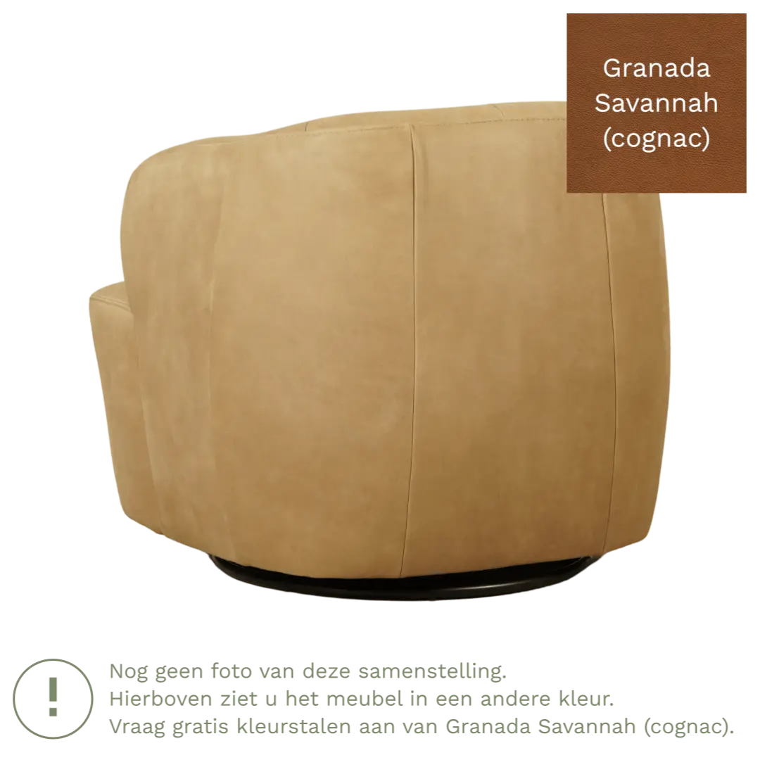 afbeelding van Leren draaifauteuil Cloud - Granada Savannah (cognac)