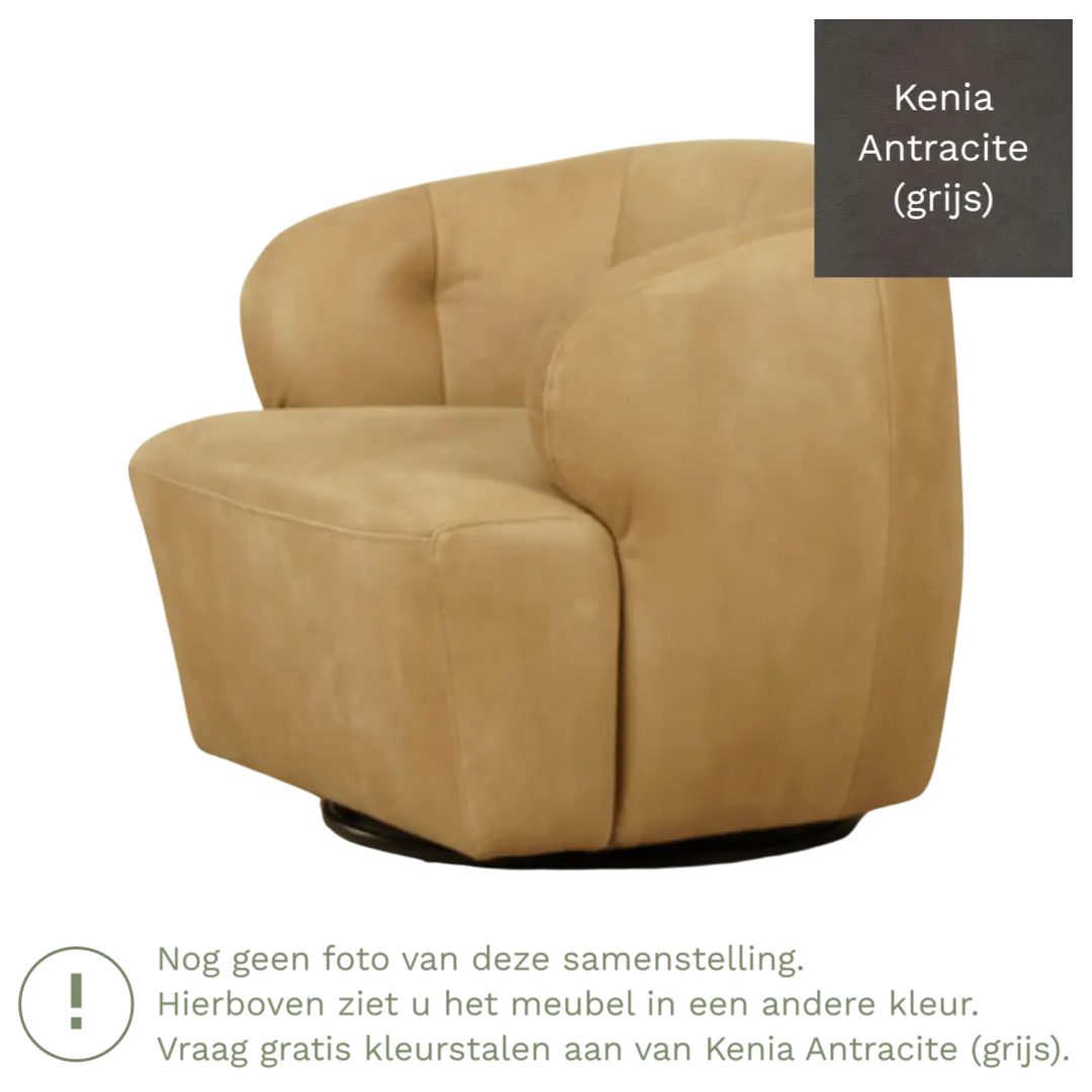 afbeelding van Leren draaifauteuil Cloud - Kenia Antracite (grijs)