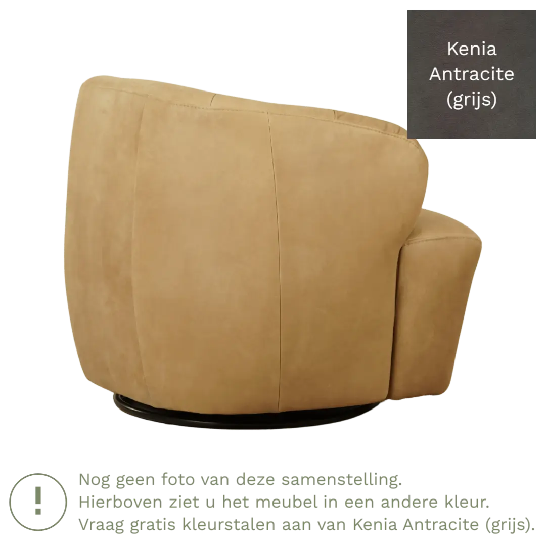 afbeelding van Leren draaifauteuil Cloud - Kenia Antracite (grijs)