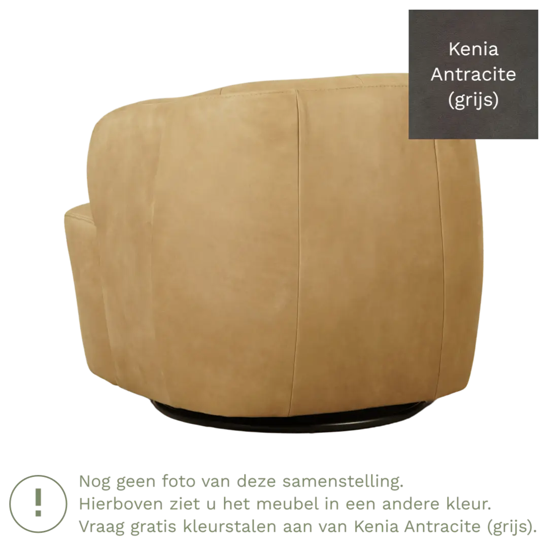 afbeelding van Leren draaifauteuil Cloud - Kenia Antracite (grijs)