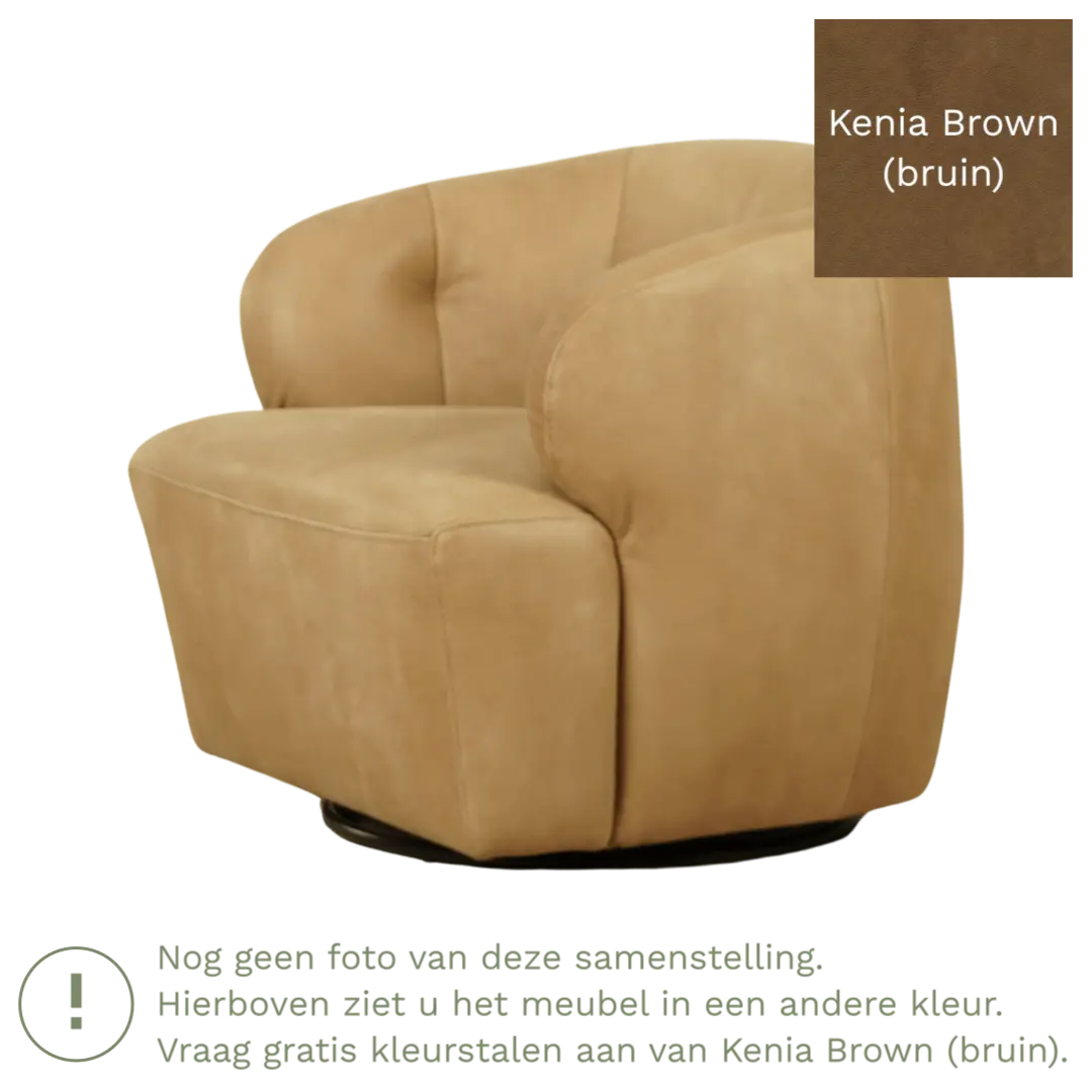afbeelding van Leren draaifauteuil Cloud - Kenia Brown (bruin)