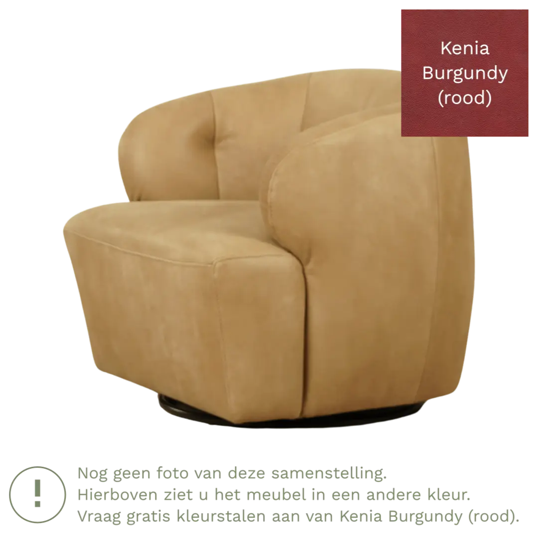 afbeelding van Leren draaifauteuil Cloud - Kenia Burgundy (rood)
