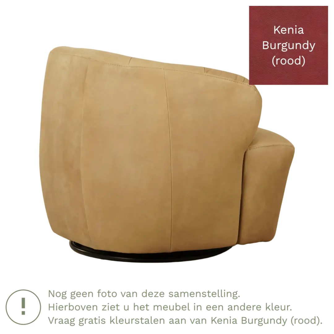 afbeelding van Leren draaifauteuil Cloud - Kenia Burgundy (rood)