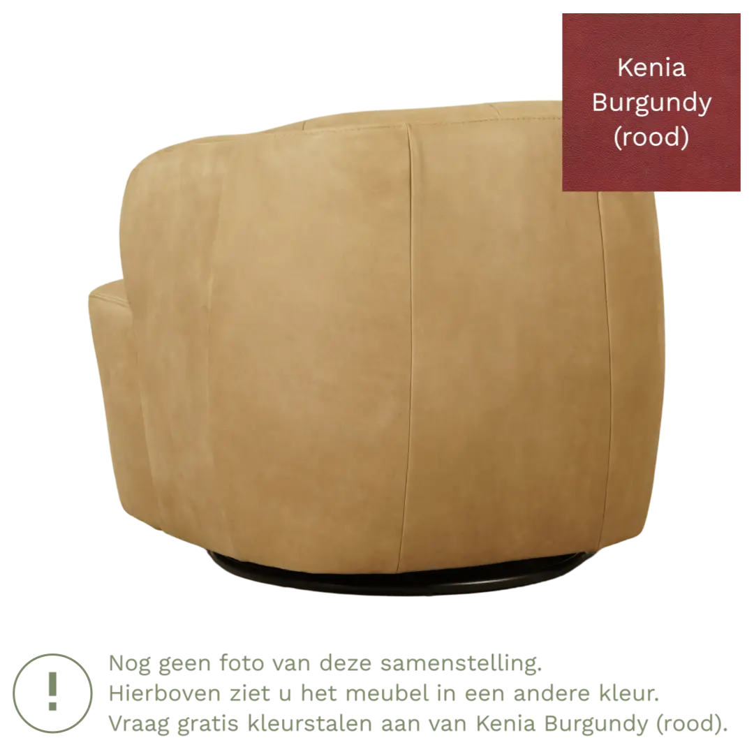 afbeelding van Leren draaifauteuil Cloud - Kenia Burgundy (rood)