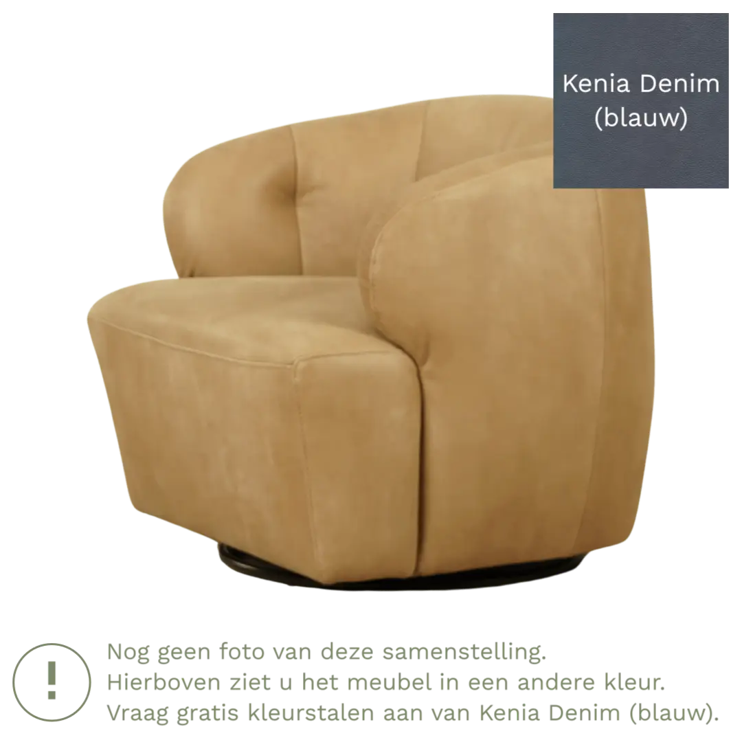 afbeelding van Leren draaifauteuil Cloud - Kenia Denim (blauw)