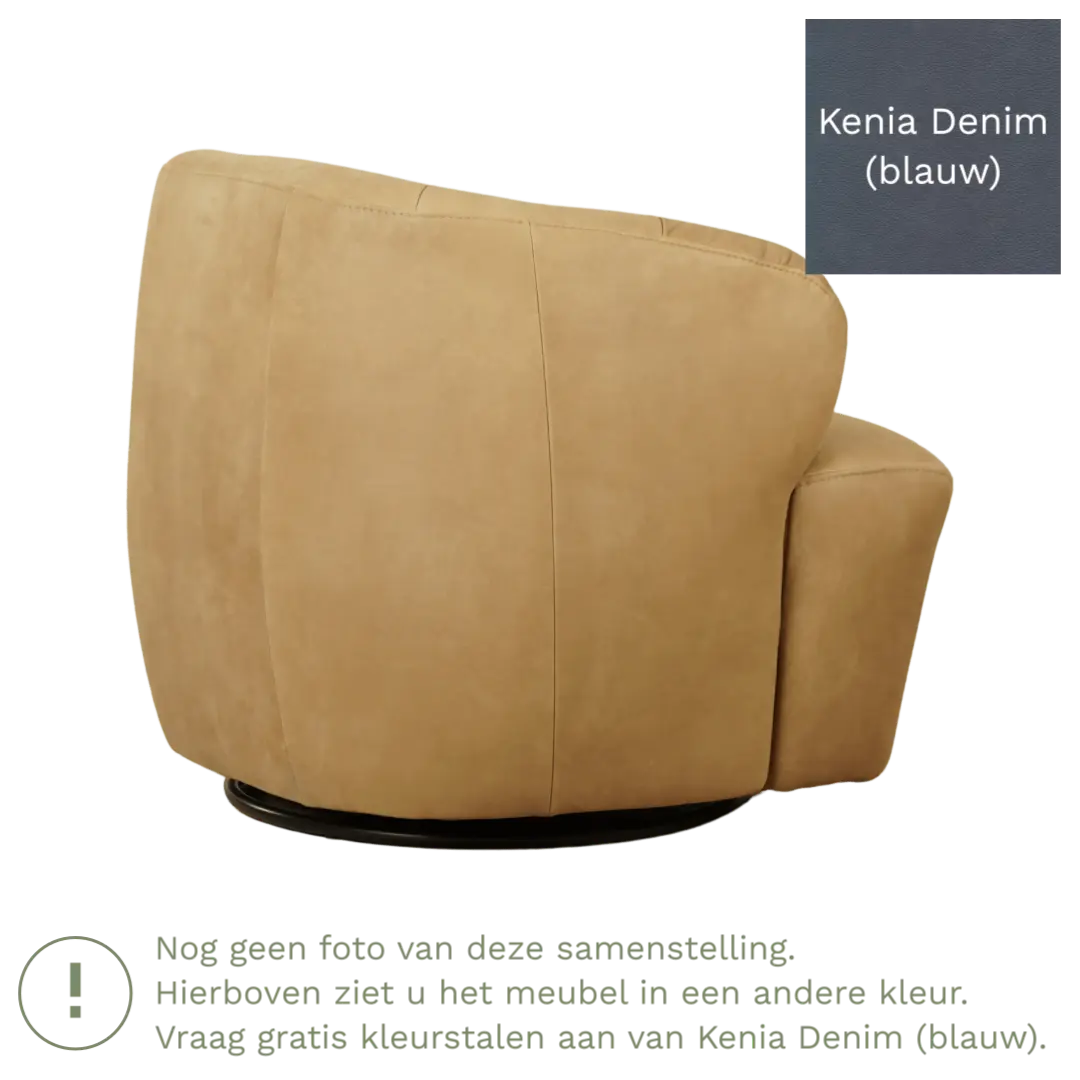 afbeelding van Leren draaifauteuil Cloud - Kenia Denim (blauw)