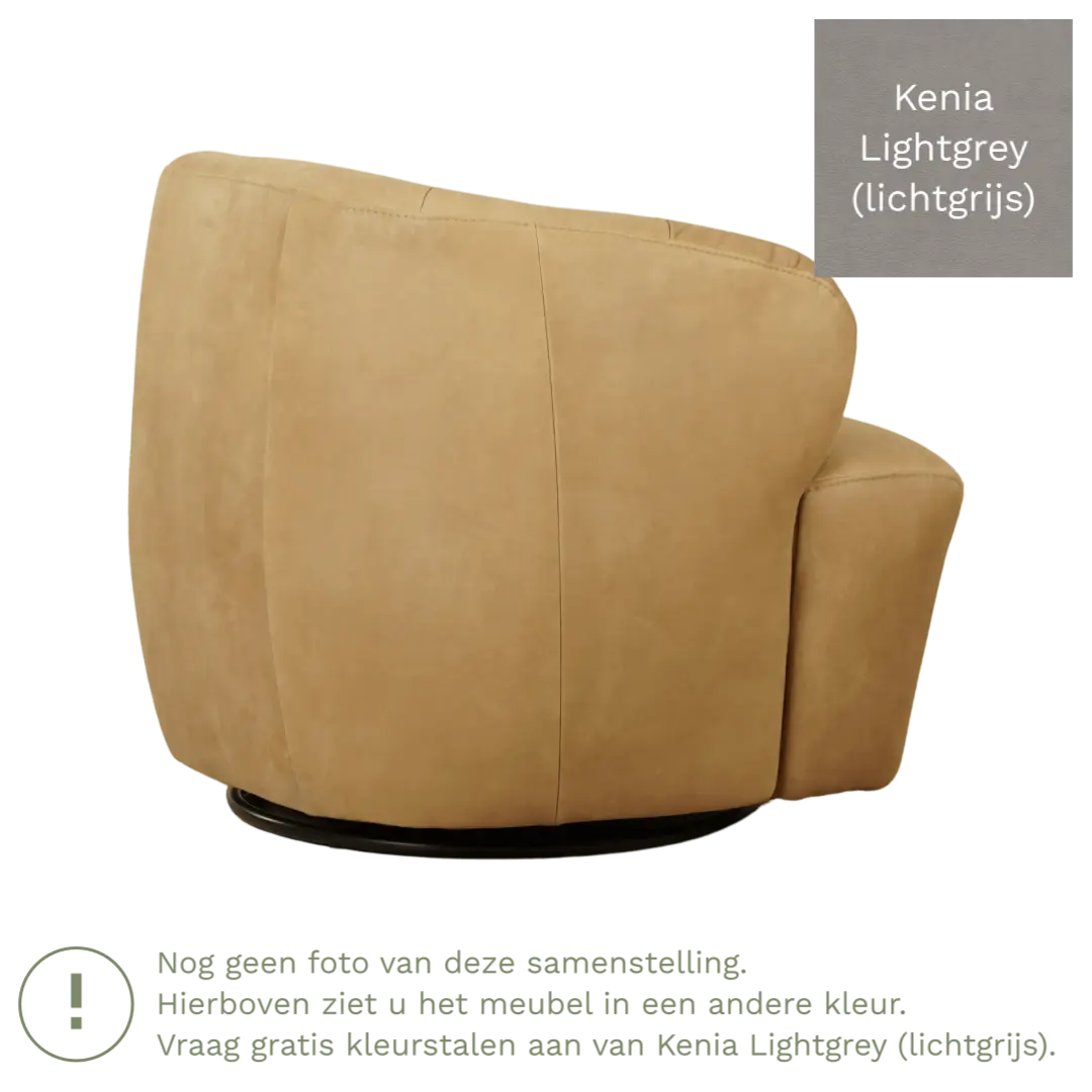 afbeelding van Leren draaifauteuil Cloud - Kenia Lightgrey (lichtgrijs)
