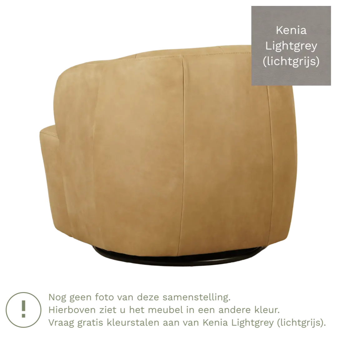 afbeelding van Leren draaifauteuil Cloud - Kenia Lightgrey (lichtgrijs)
