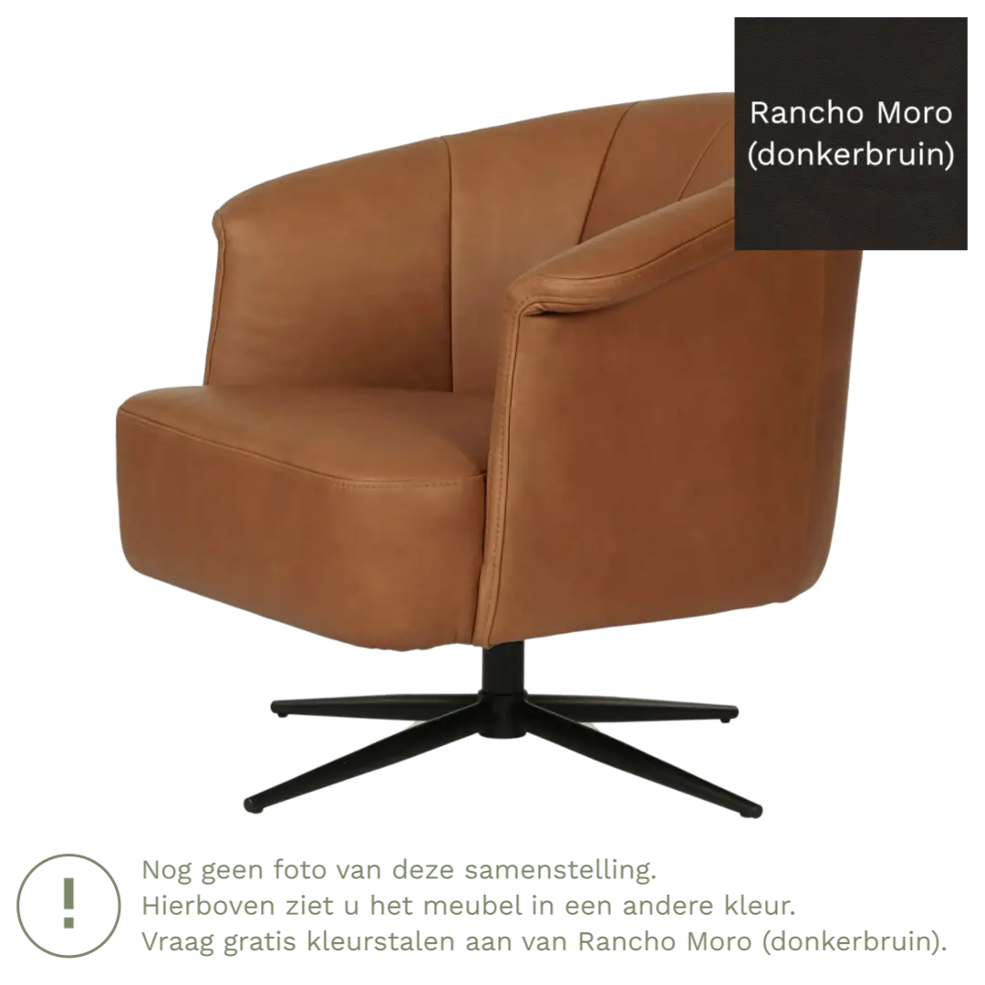 afbeelding van Leren draaifauteuil Embrace - Rancho Moro (donkerbruin) - stervoet zwart