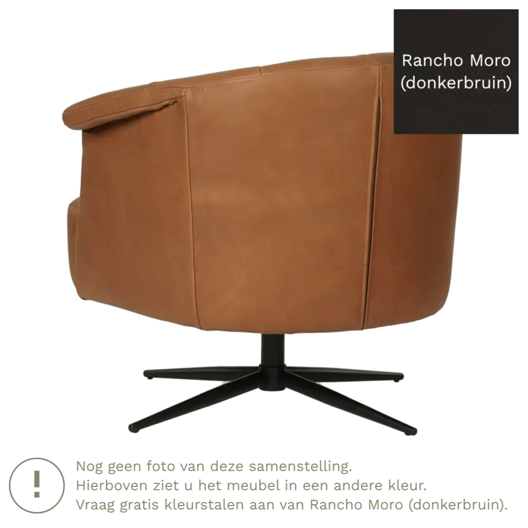 afbeelding van Leren draaifauteuil Embrace - Rancho Moro (donkerbruin) - stervoet zwart