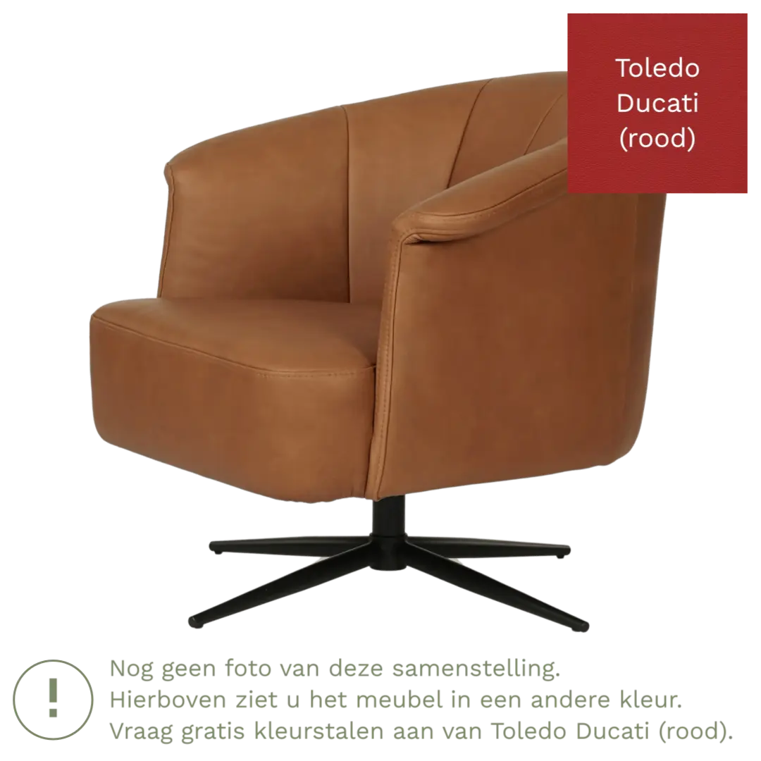afbeelding van Leren draaifauteuil Embrace - Toledo Ducati (rood) - stervoet zwart