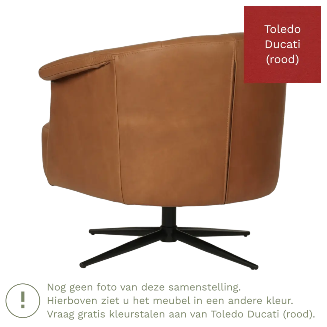 afbeelding van Leren draaifauteuil Embrace - Toledo Ducati (rood) - stervoet zwart