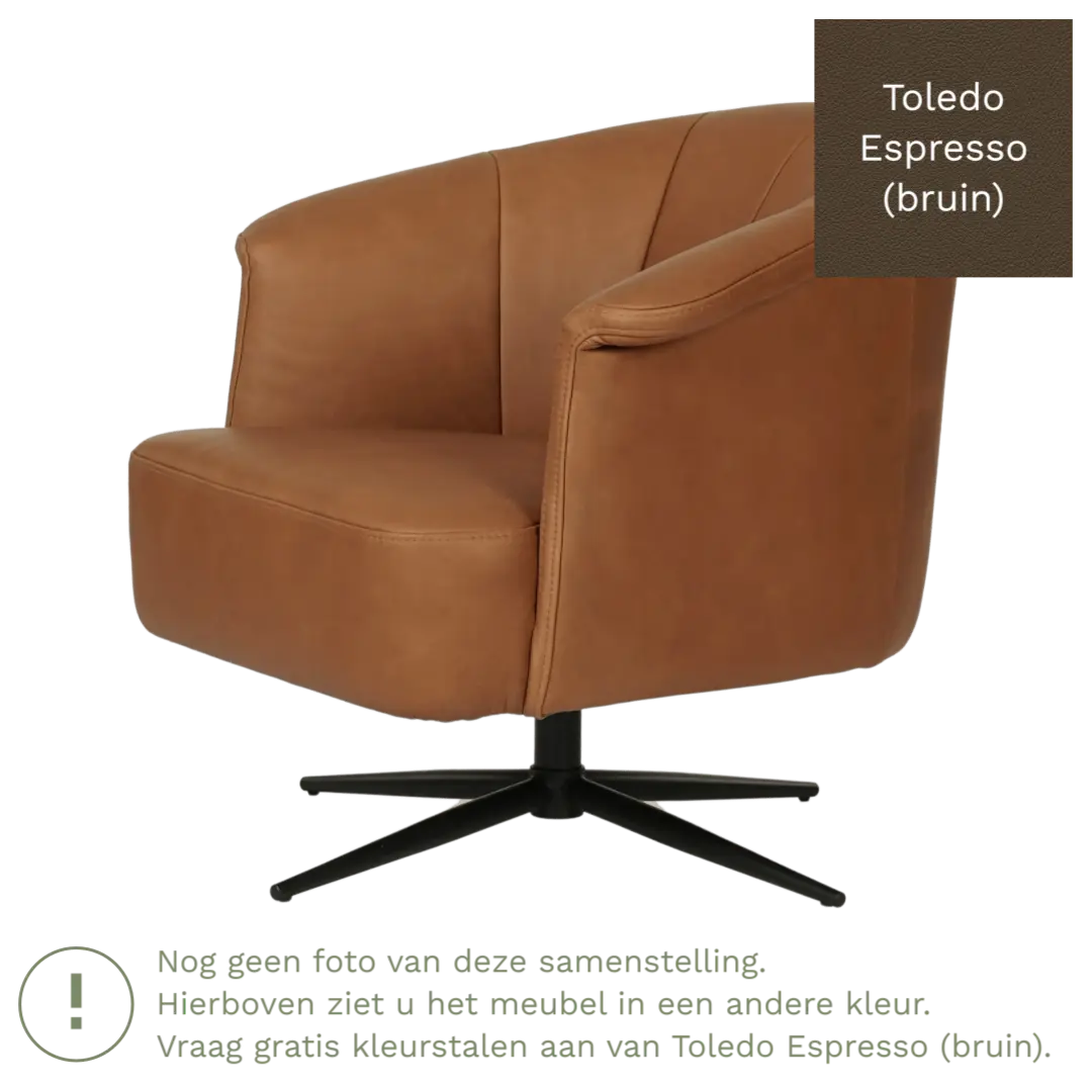 afbeelding van Leren draaifauteuil Embrace - Toledo Espresso (bruin) - stervoet zwart