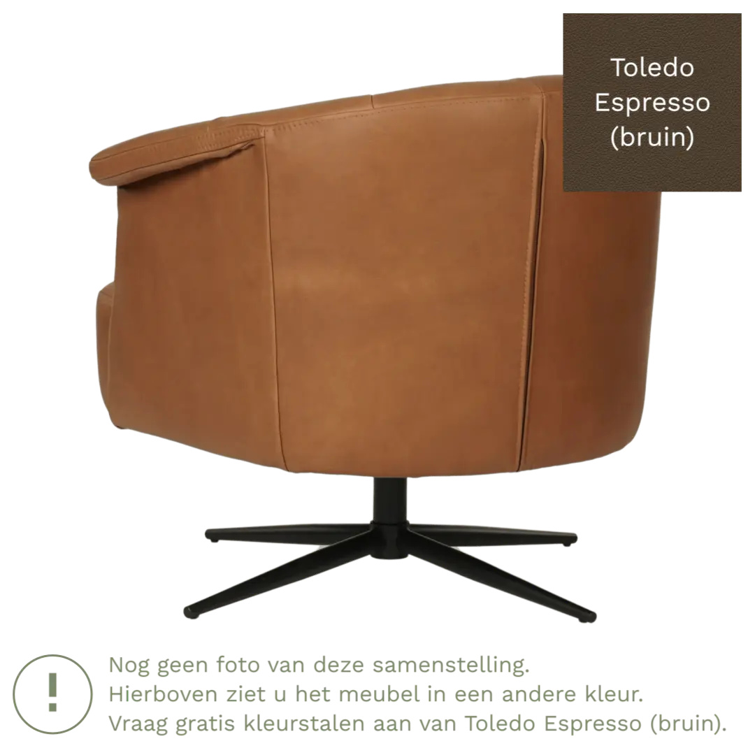 afbeelding van Leren draaifauteuil Embrace - Toledo Espresso (bruin) - stervoet zwart