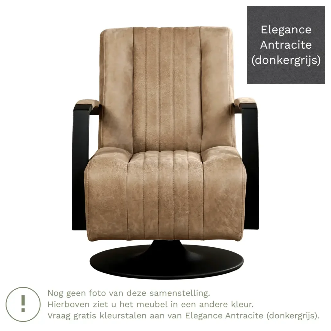 afbeelding van Leren draaifauteuil Galaxy - Elegance Antracite (donkergrijs) - Schotelvoet zwart