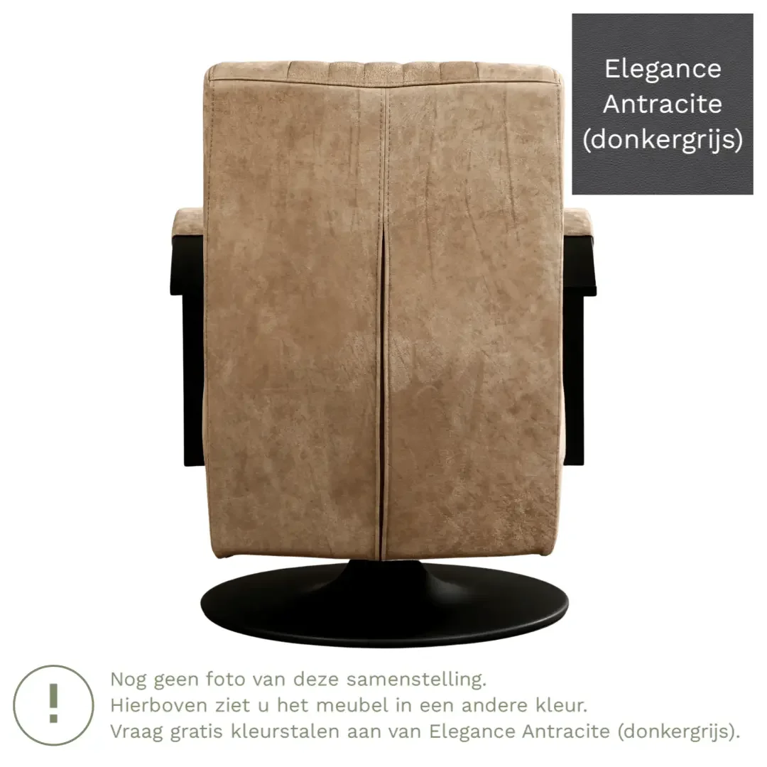 afbeelding van Leren draaifauteuil Galaxy - Elegance Antracite (donkergrijs) - Schotelvoet zwart