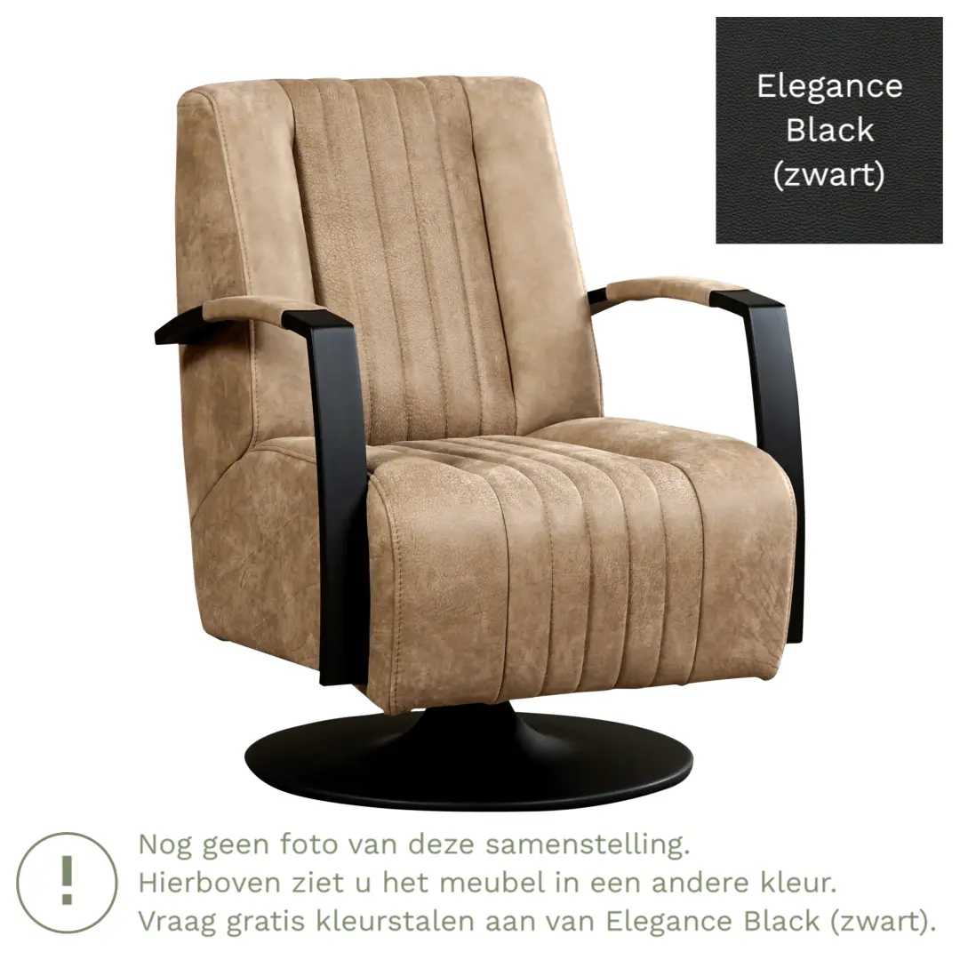 afbeelding van Leren draaifauteuil Galaxy - Elegance Black (zwart) - Stervoet zwart