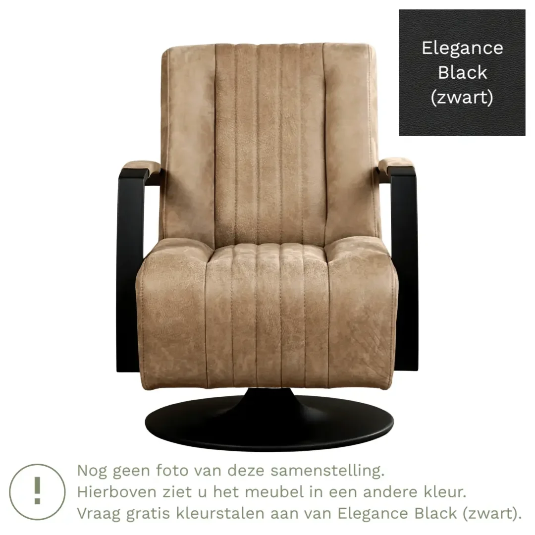 afbeelding van Leren draaifauteuil Galaxy - Elegance Black (zwart) - Stervoet zwart