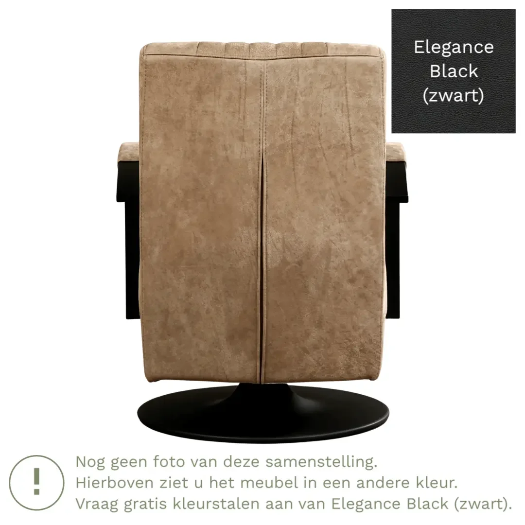 afbeelding van Leren draaifauteuil Galaxy - Elegance Black (zwart) - Stervoet zwart