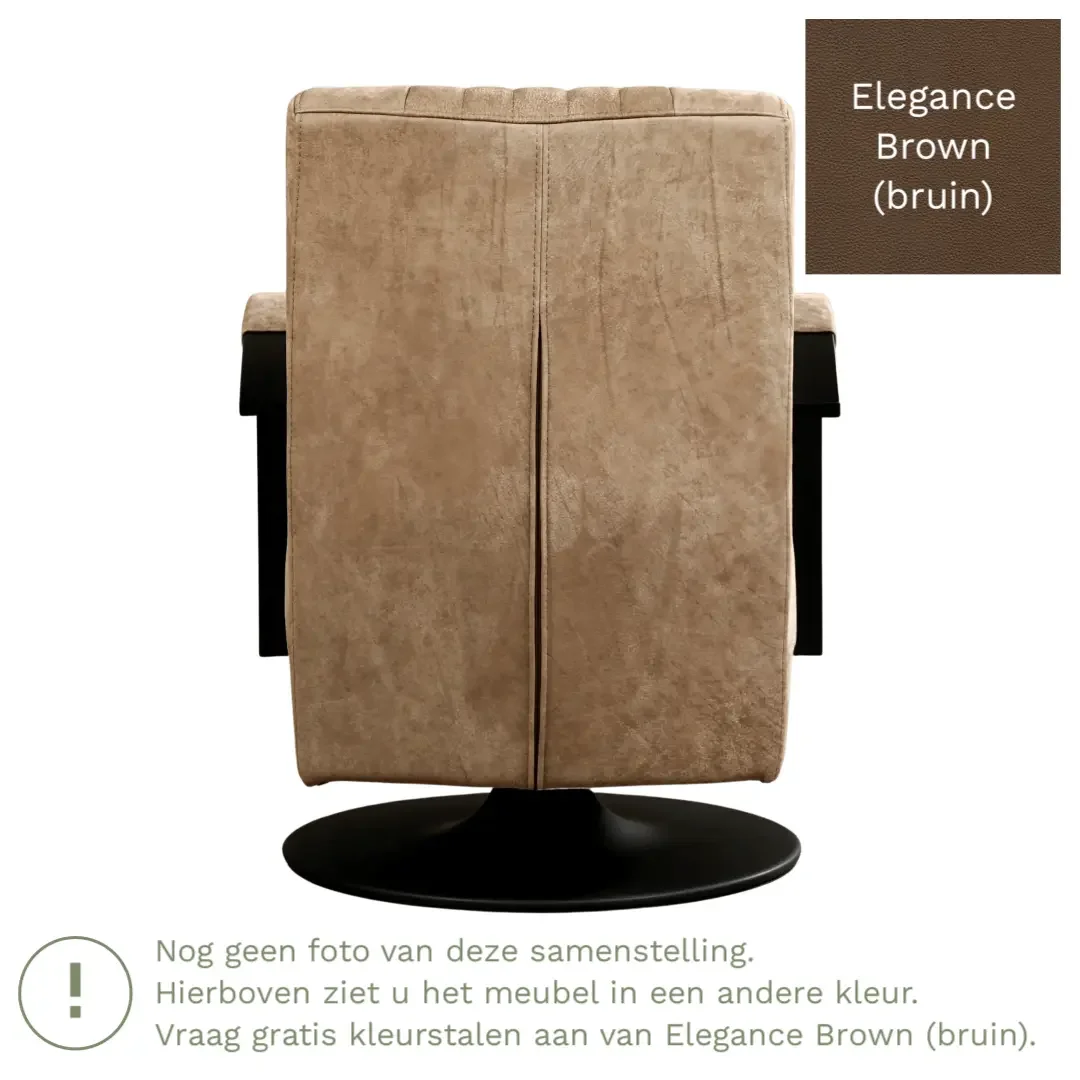 afbeelding van Leren draaifauteuil Galaxy - Elegance Brown (bruin) - Schotelvoet zwart