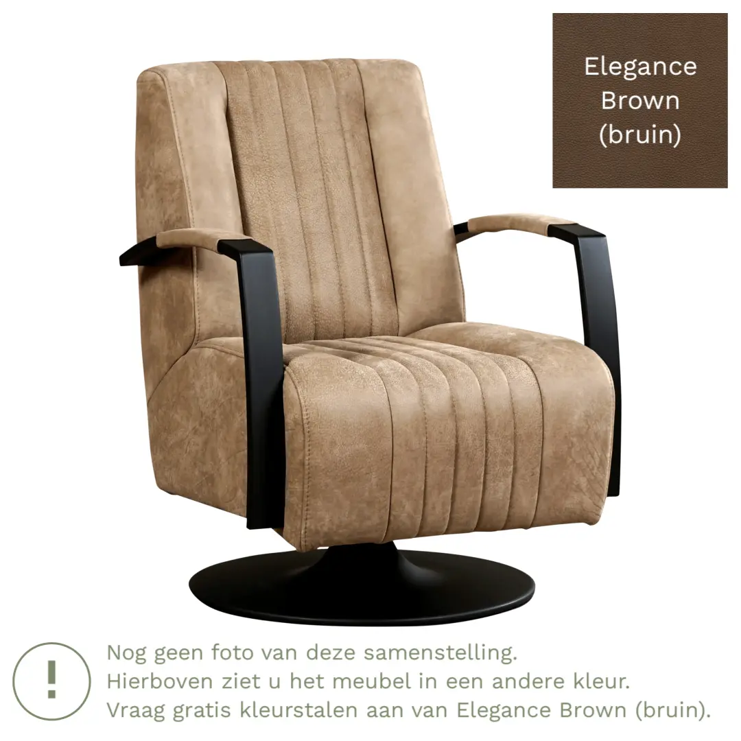 afbeelding van Leren draaifauteuil Galaxy - Elegance Brown (bruin) - Stervoet zwart