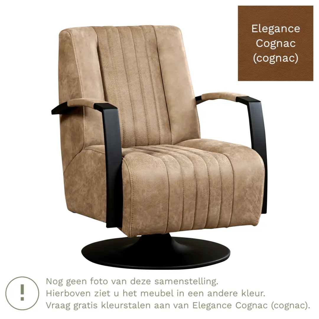 afbeelding van Leren draaifauteuil Galaxy - Elegance Cognac (cognac) - Schotelvoet zwart