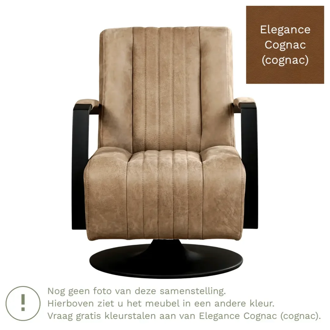 afbeelding van Leren draaifauteuil Galaxy - Elegance Cognac (cognac) - Schotelvoet zwart