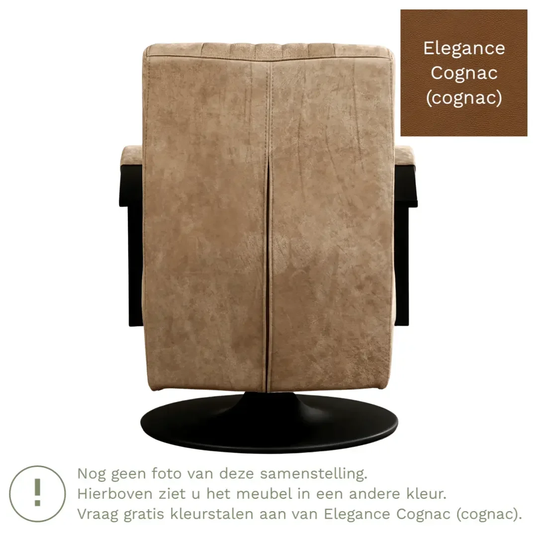 afbeelding van Leren draaifauteuil Galaxy - Elegance Cognac (cognac) - Stervoet zwart