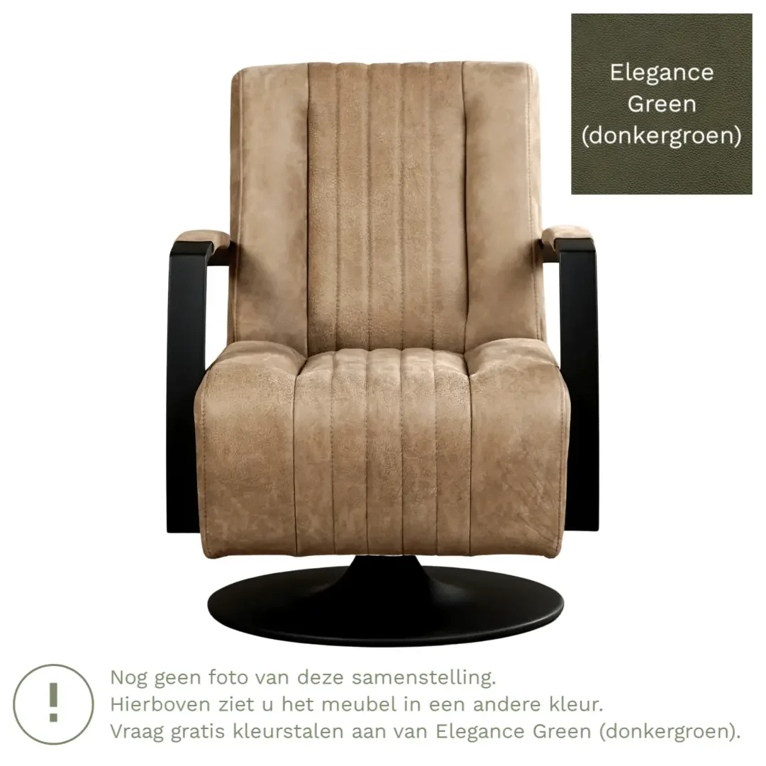 afbeelding van Leren draaifauteuil Galaxy - Elegance Green (donkergroen) - Schotelvoet zwart