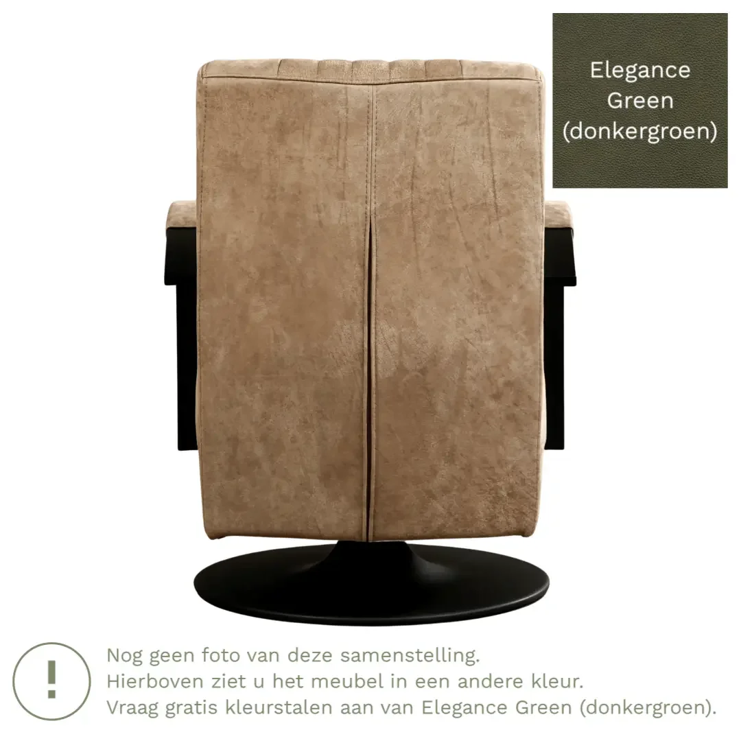 afbeelding van Leren draaifauteuil Galaxy - Elegance Green (donkergroen) - Schotelvoet zwart