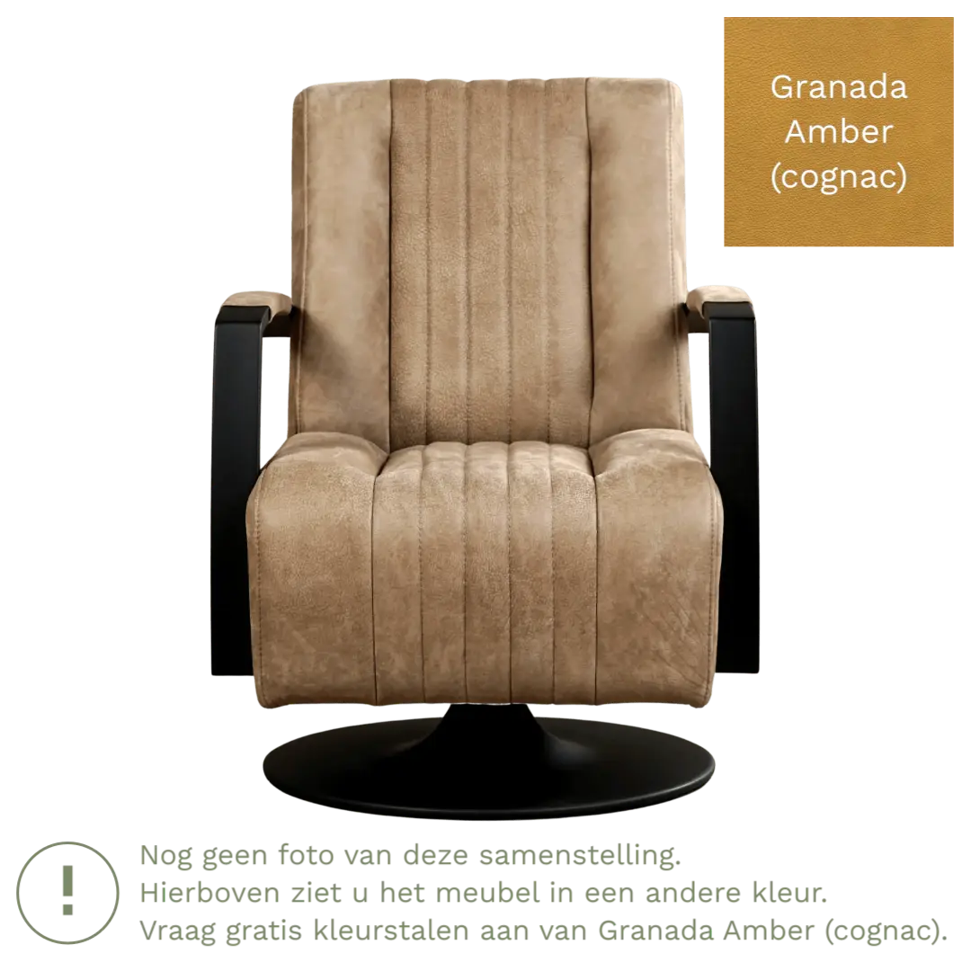 afbeelding van Leren draaifauteuil Galaxy - Granada Amber (cognac) - Schotelvoet zwart