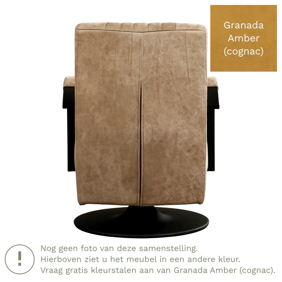afbeelding van Leren draaifauteuil Galaxy - Granada Amber (cognac) - Stervoet zwart