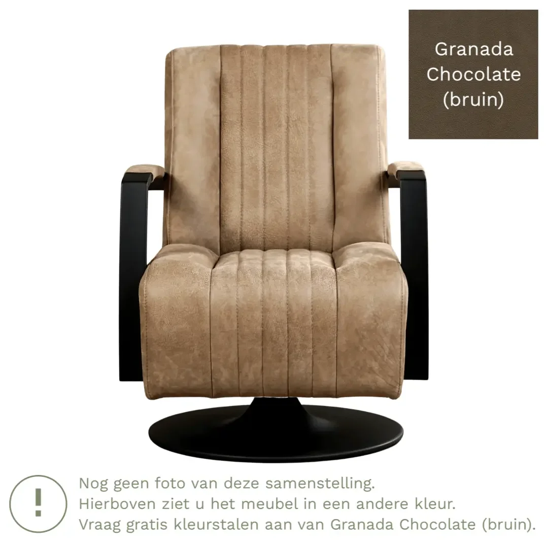 afbeelding van Leren draaifauteuil Galaxy - Granada Chocolate (bruin) - Stervoet zwart