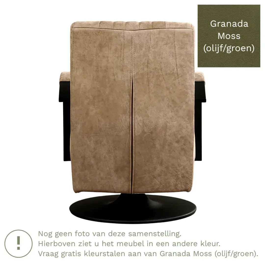 afbeelding van Leren draaifauteuil Galaxy - Granada Moss (olijf/groen) - Stervoet zwart