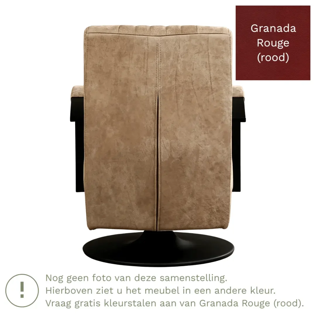 afbeelding van Leren draaifauteuil Galaxy - Granada Rouge (rood) - Schotelvoet zwart