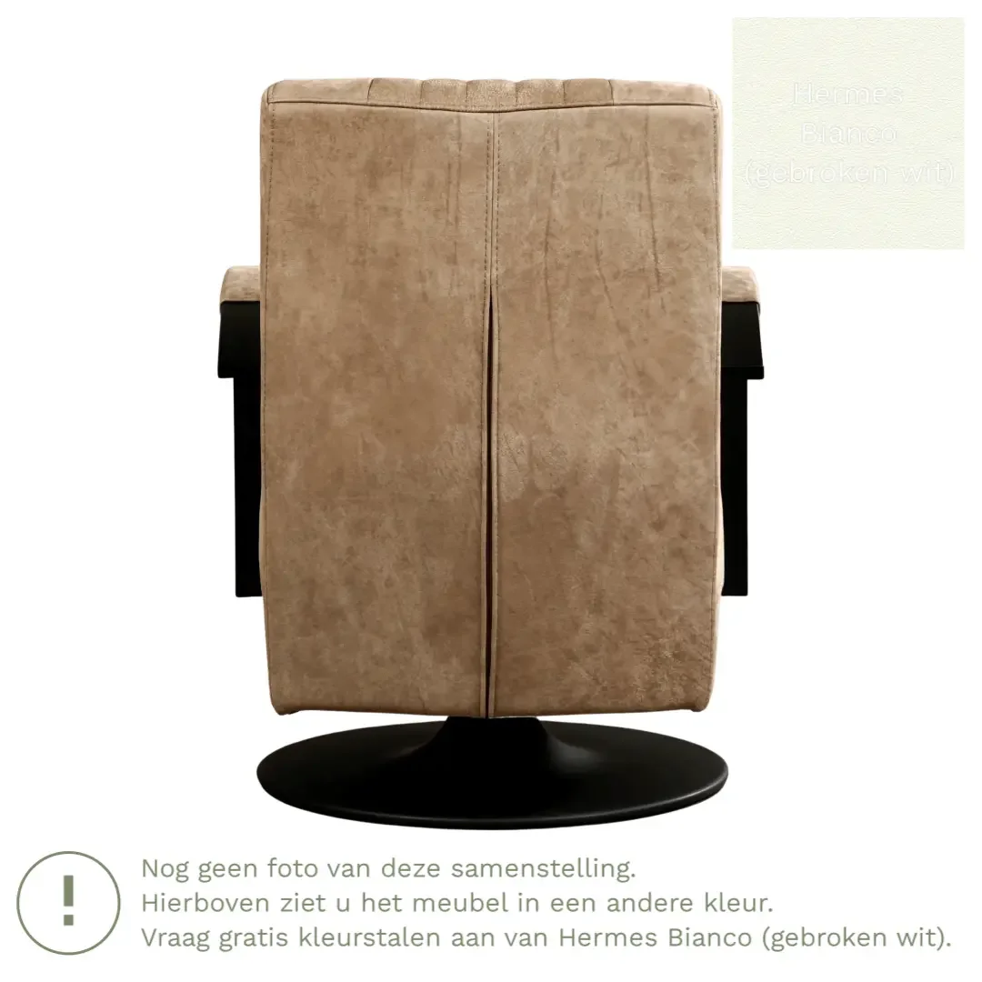 afbeelding van Leren draaifauteuil Galaxy - Hermes Bianco (gebroken wit) - Stervoet zwart