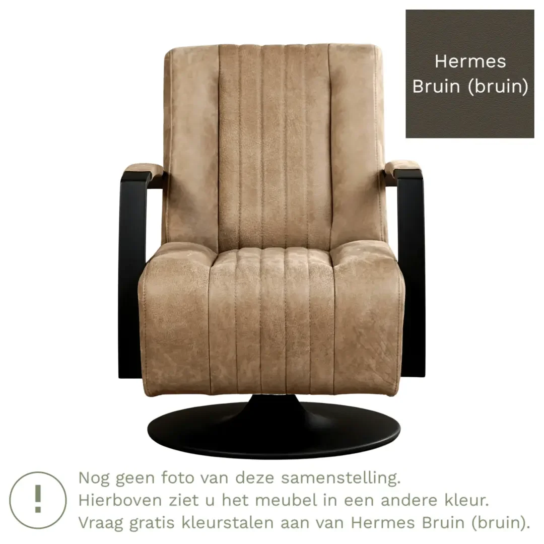 afbeelding van Leren draaifauteuil Galaxy - Hermes Bruin (bruin) - Schotelvoet zwart