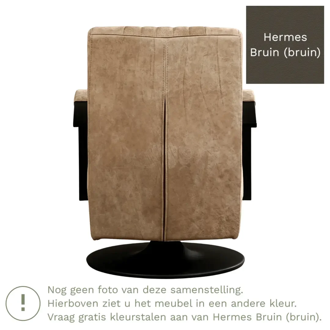 afbeelding van Leren draaifauteuil Galaxy - Hermes Bruin (bruin) - Schotelvoet zwart