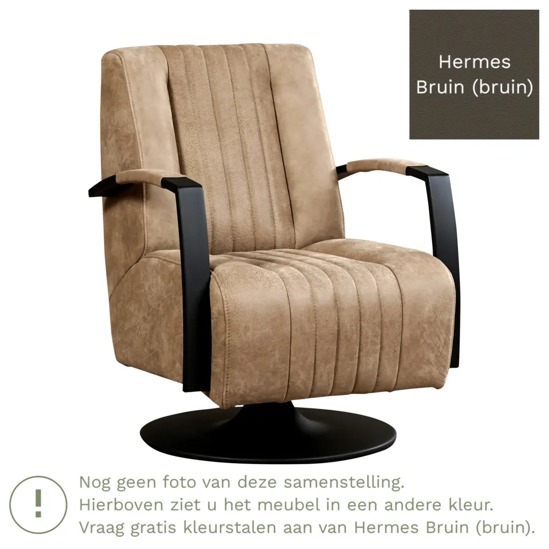 afbeelding van Leren draaifauteuil Galaxy - Hermes Bruin (bruin) - Stervoet zwart